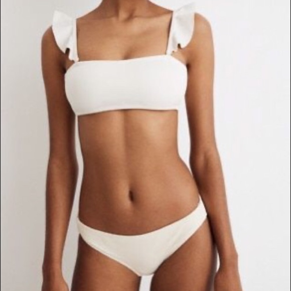 Madewell White ruffle swimsuit